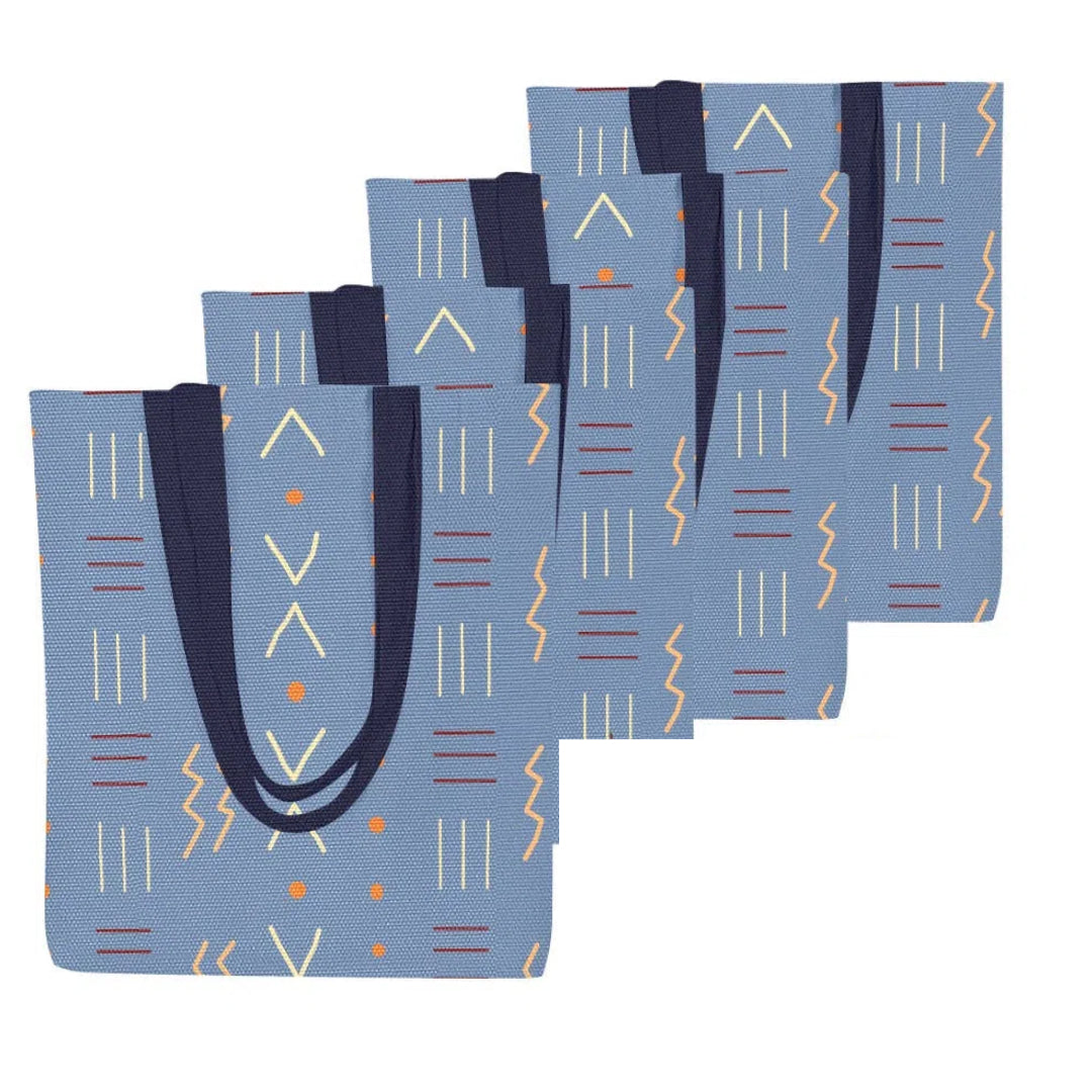 Reusable Canvas Grocery Tote Bags, Denim (Set of 4)