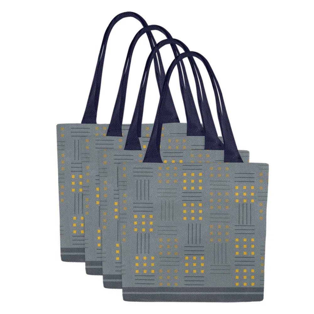 Reusable Grocery Shopping Canvas Tote Bags, Slate (Set of 4)