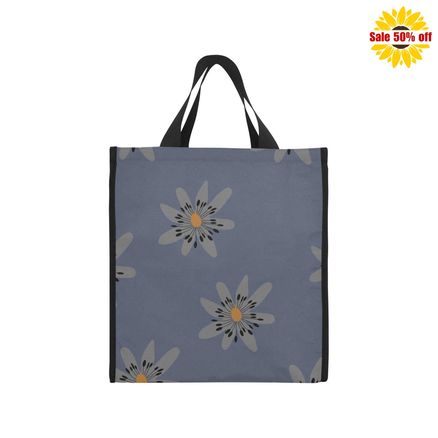 Reusable Grocery Tote Bags, Blue Dandelion