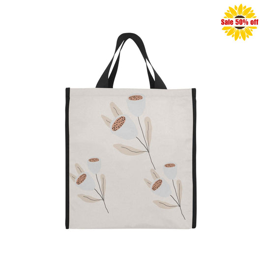 Reusable Grocery Tote Bags, Grey Tulips