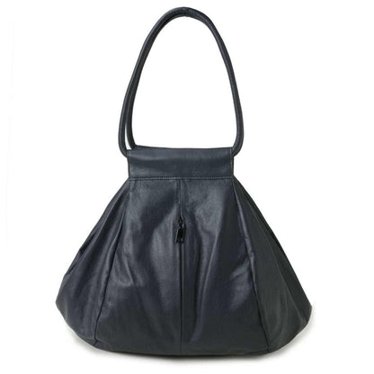 Slouchy Leather Bag in black, genuine leather, elegant design, versatile tote for everyday use.