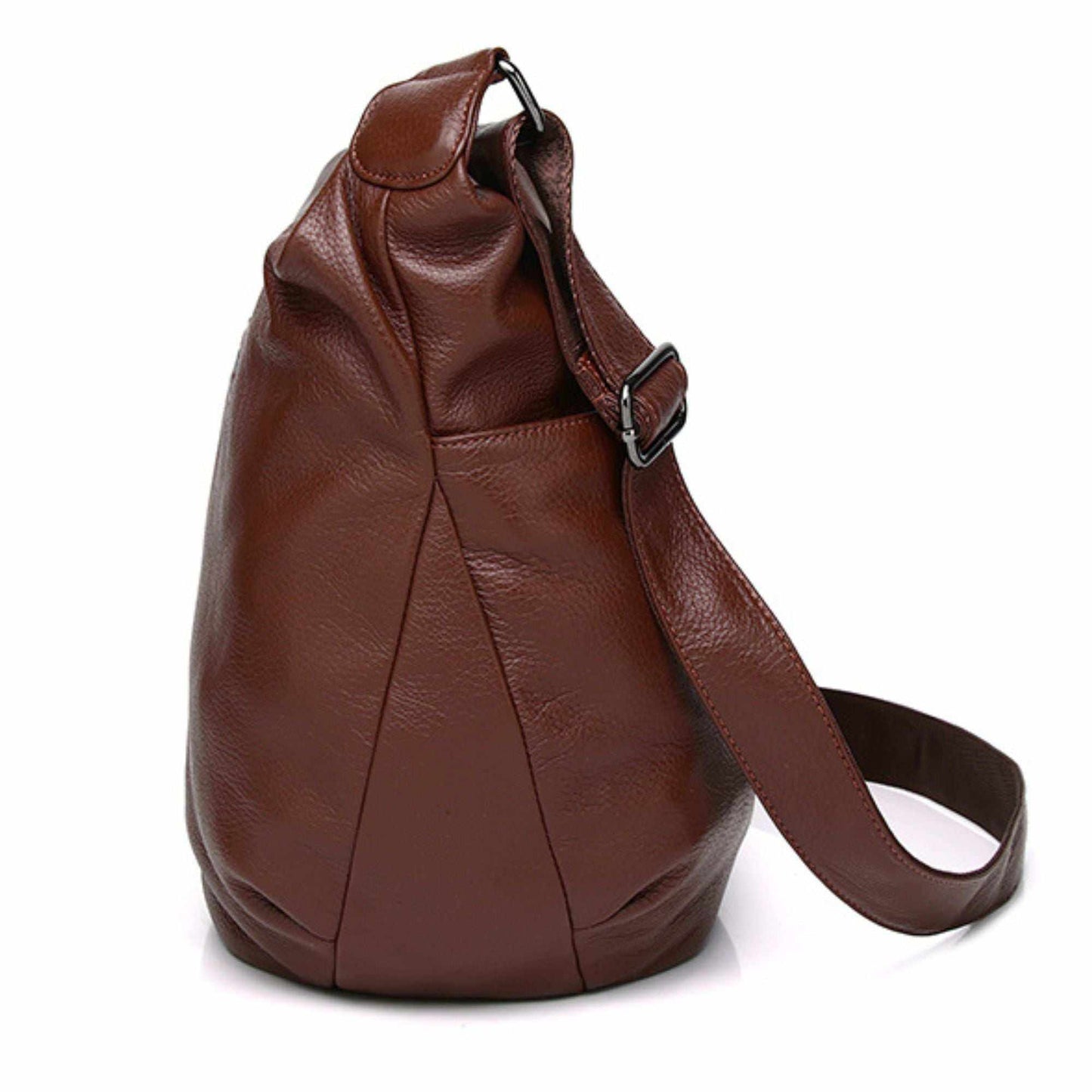 Slouchy Leather Handbag in brown, showcasing a spacious and sophisticated design.