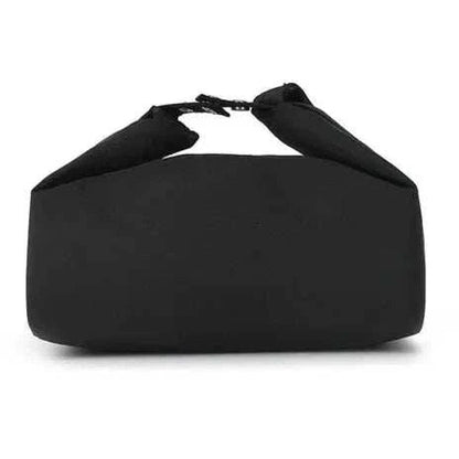 Black small lunch bag with water-resistant material and thermal insulation.