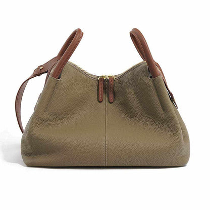 Soft leather crossbody bag, genuine leather, versatile handbag, stylish design, brown color.