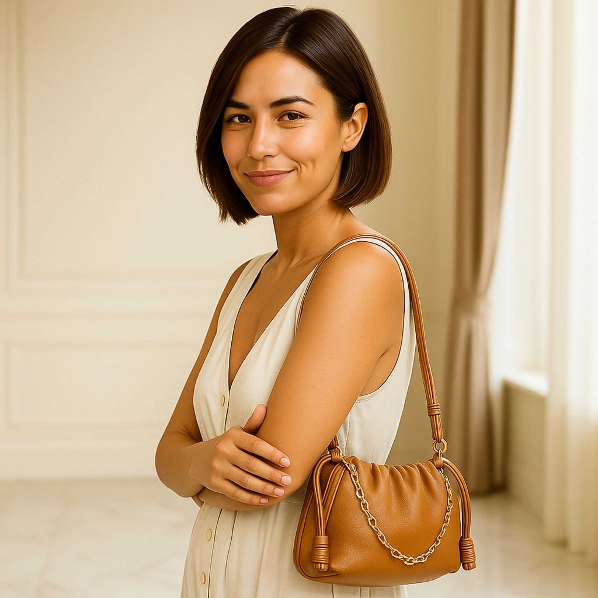 Bramley  Leather Drawstring Bag