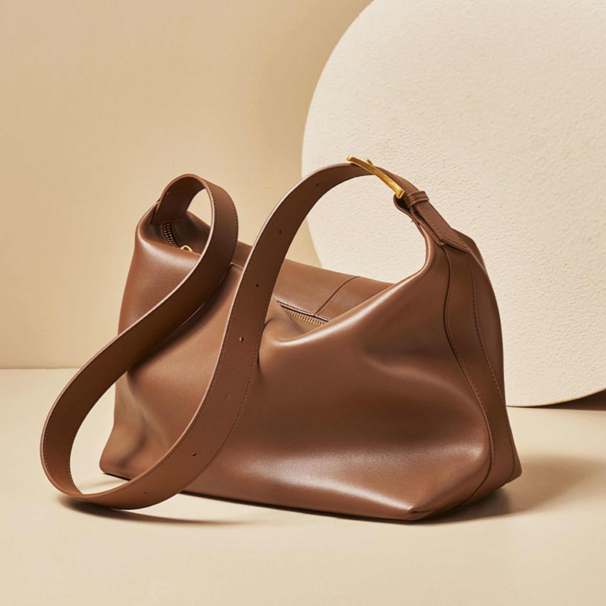 Softest Leather Handbags in caramel leather, showcasing premium craftsmanship and elegant design.