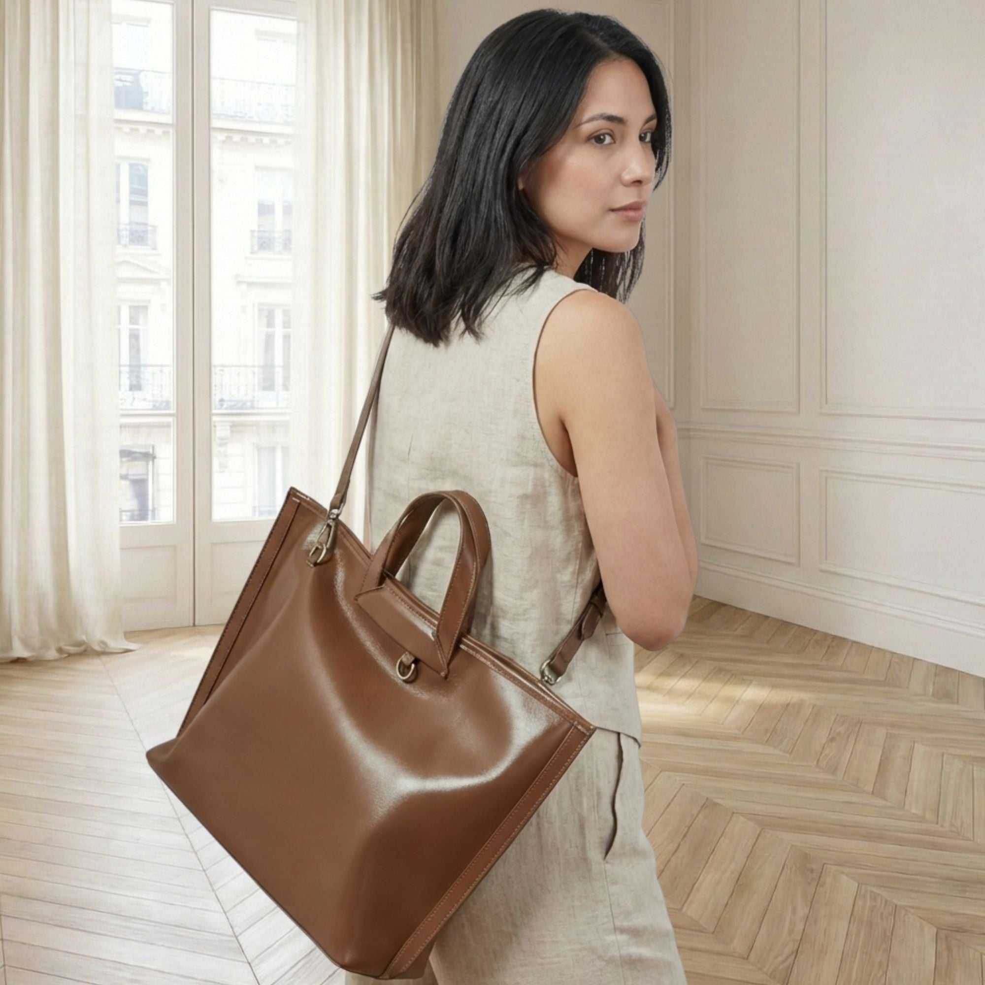 Thayer Vegetable Tanned Leather Commuter Tote