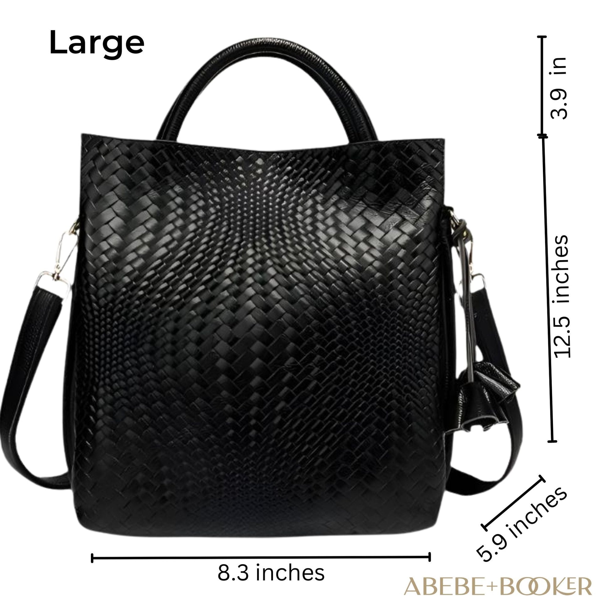 Timeless Woven Pattern Genuine Leather Handbag