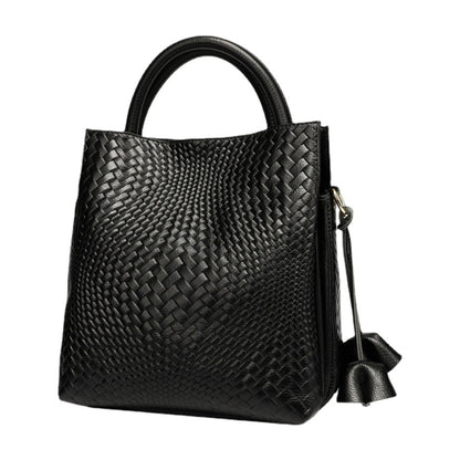 Timeless Woven Pattern Genuine Leather Handbag