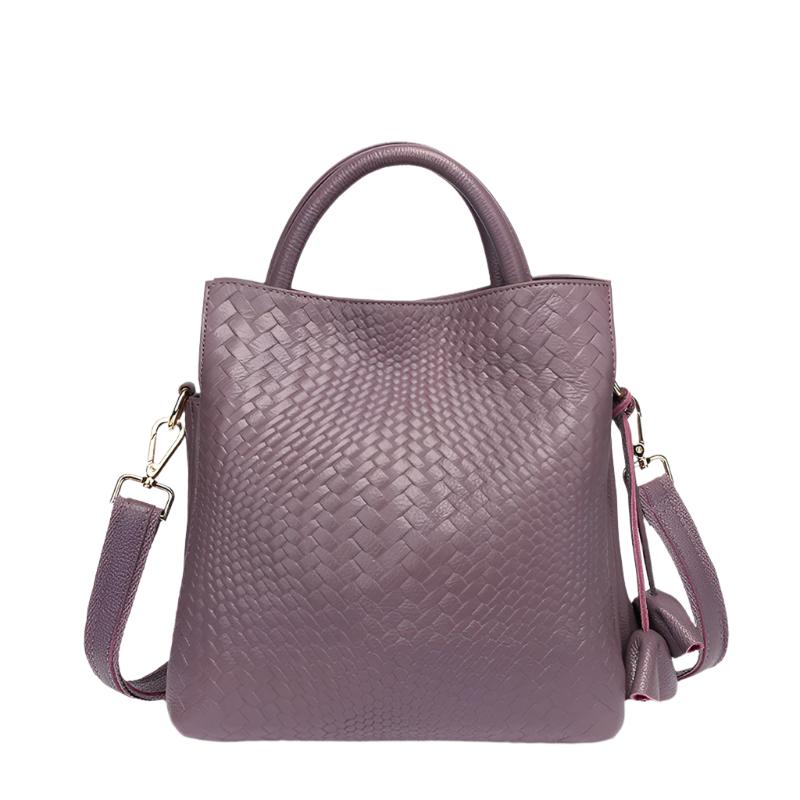 Timeless Woven Pattern Genuine Leather Handbag