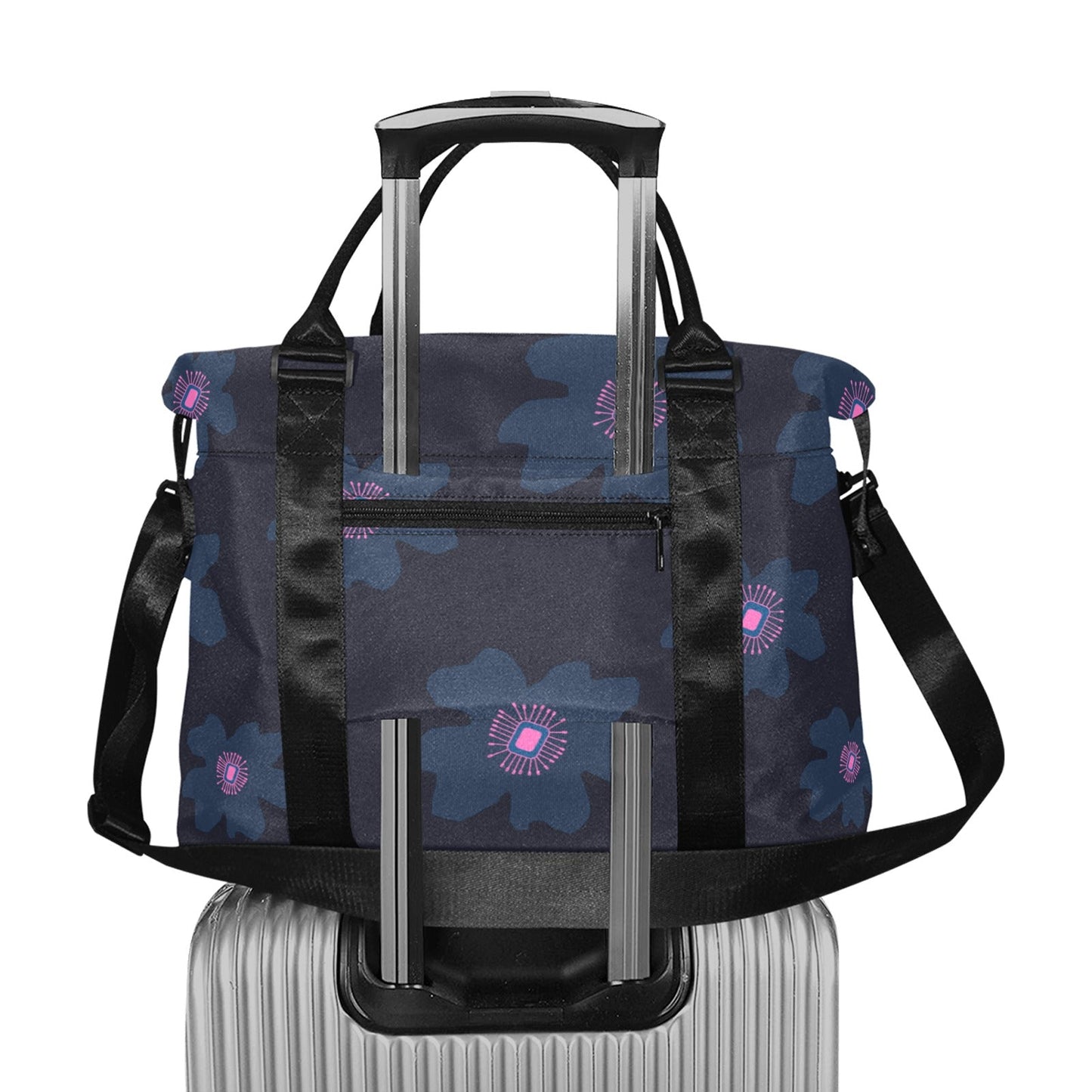 Travel Bag with Trolley Sleeve, Pink Hibiscus