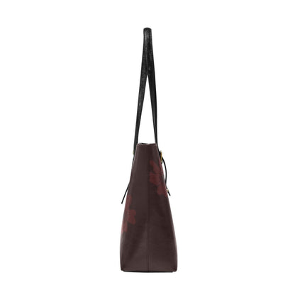 Vegan Leather Floral Handbag, Burgundy Aster