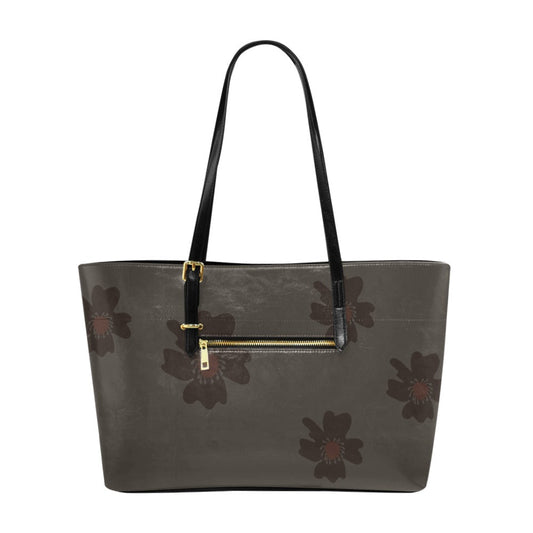 Vegan Leather Floral Handbag, Dark Aster