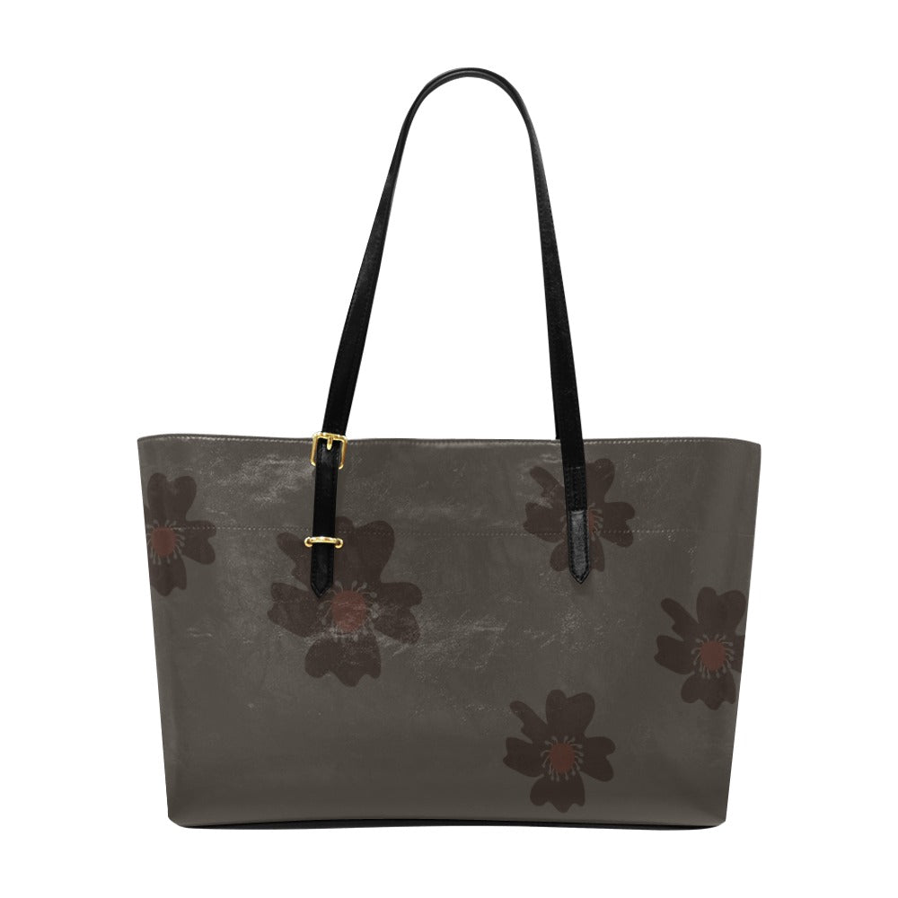 Vegan Leather Floral Handbag, Dark Aster