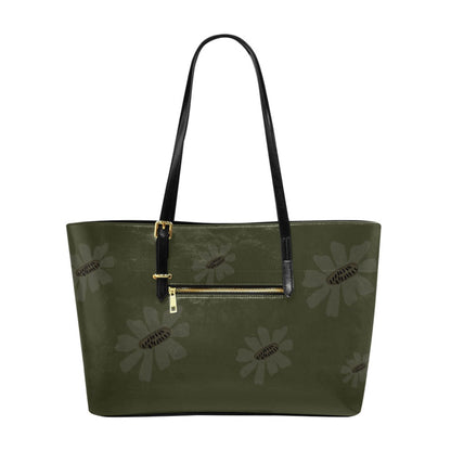 Vegan Leather Floral Handbag, Moss Zinnia