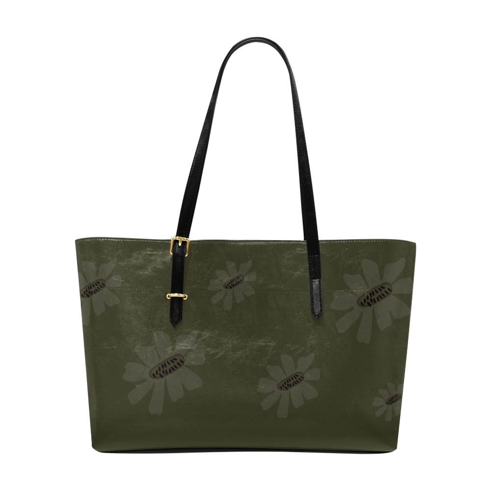 Vegan Leather Floral Handbag, Moss Zinnia