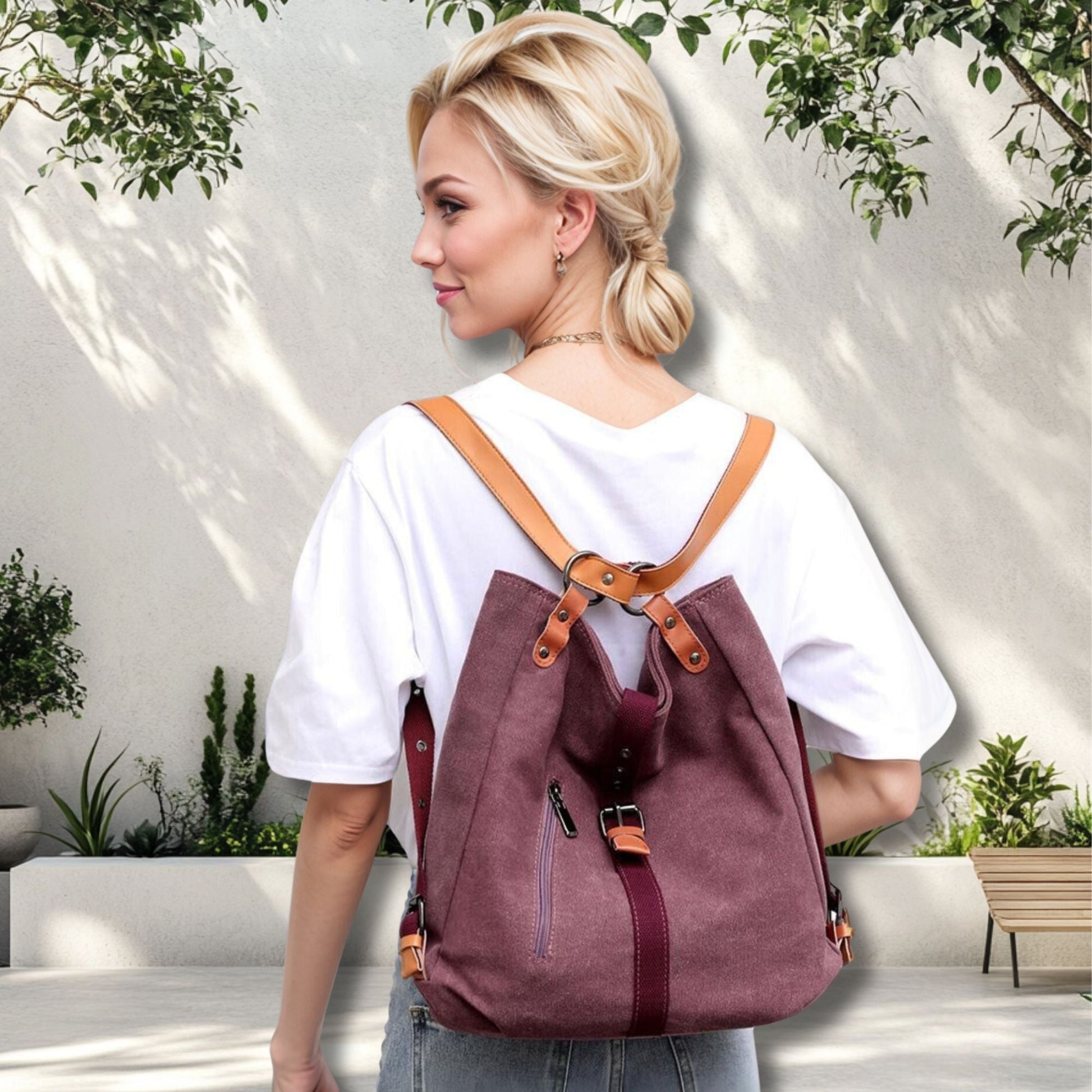 Vintage Canvas Convertible Handbag Backpack