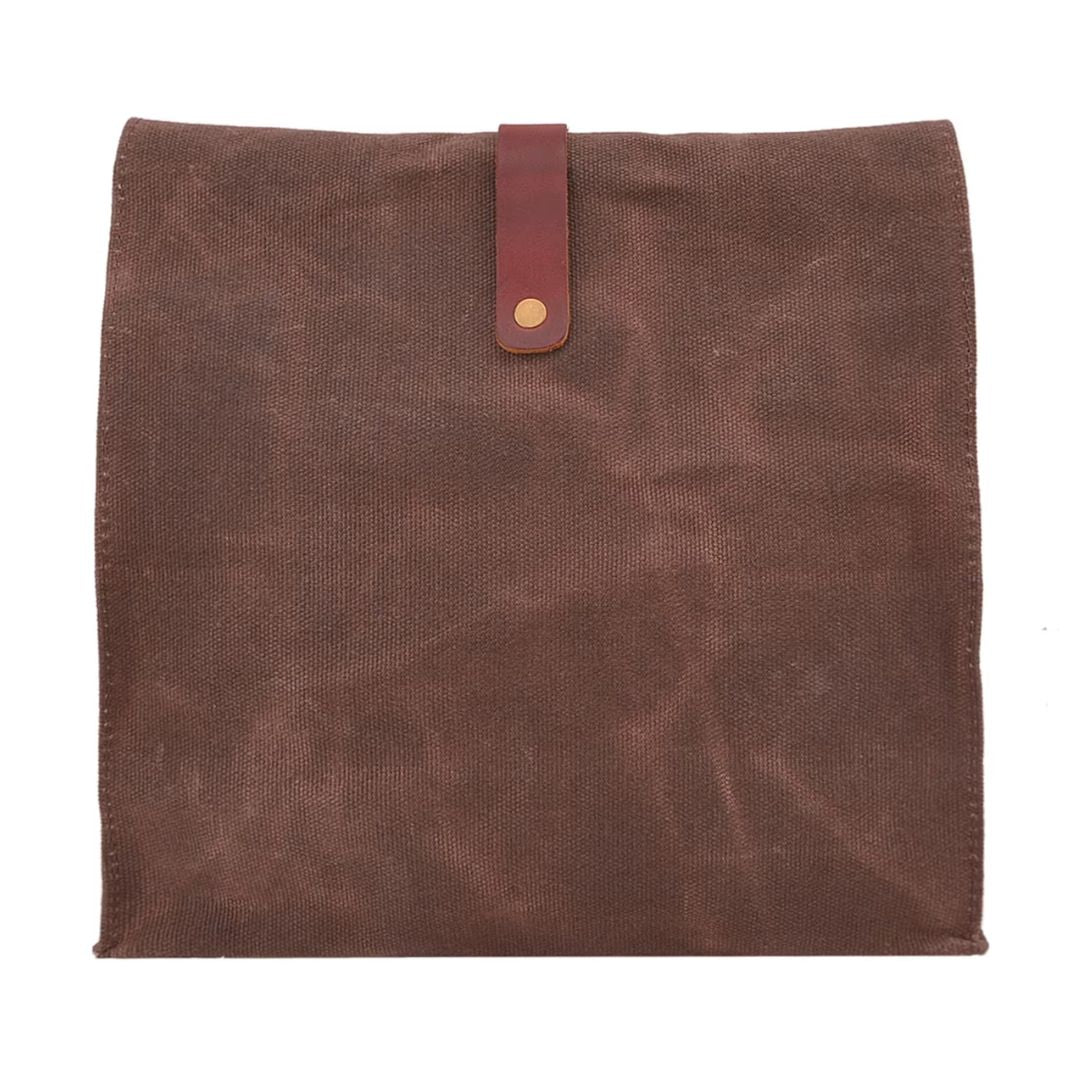 Waxed Canvas Leather Lunch Bag, Coffee