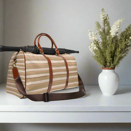 Women's Overnight Bag, Earth tone Stripes