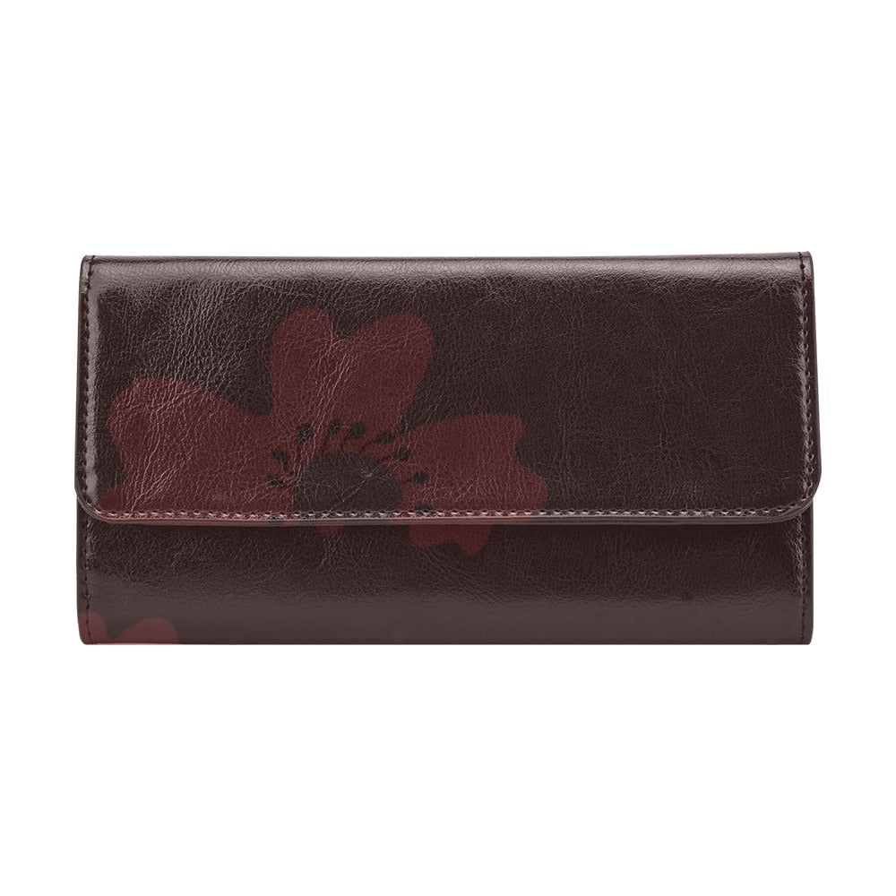 Women's Trifold Wallet, Burgundy Aster