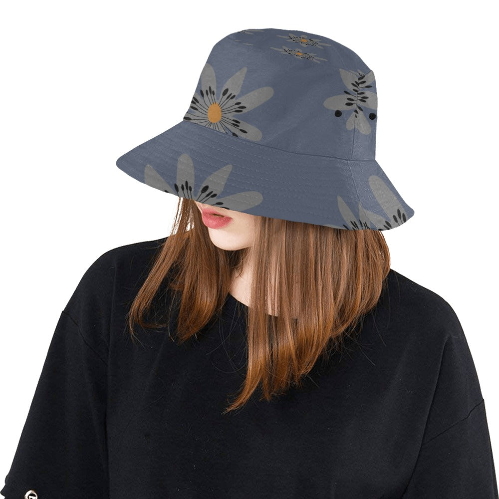 Floral Bucket Hat, Blue Dandelion