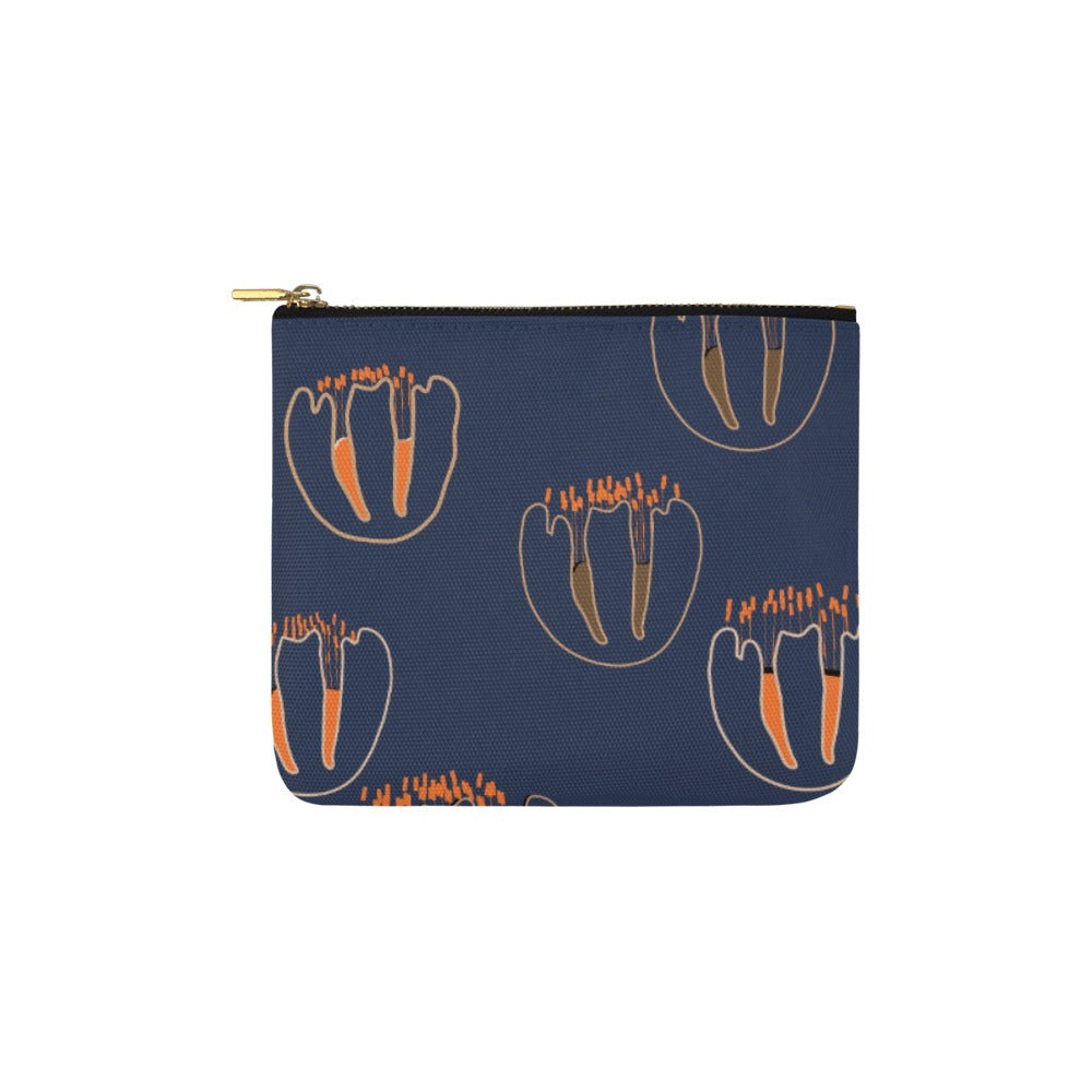 Canvas Makeup Bag Small, Orange Tulip