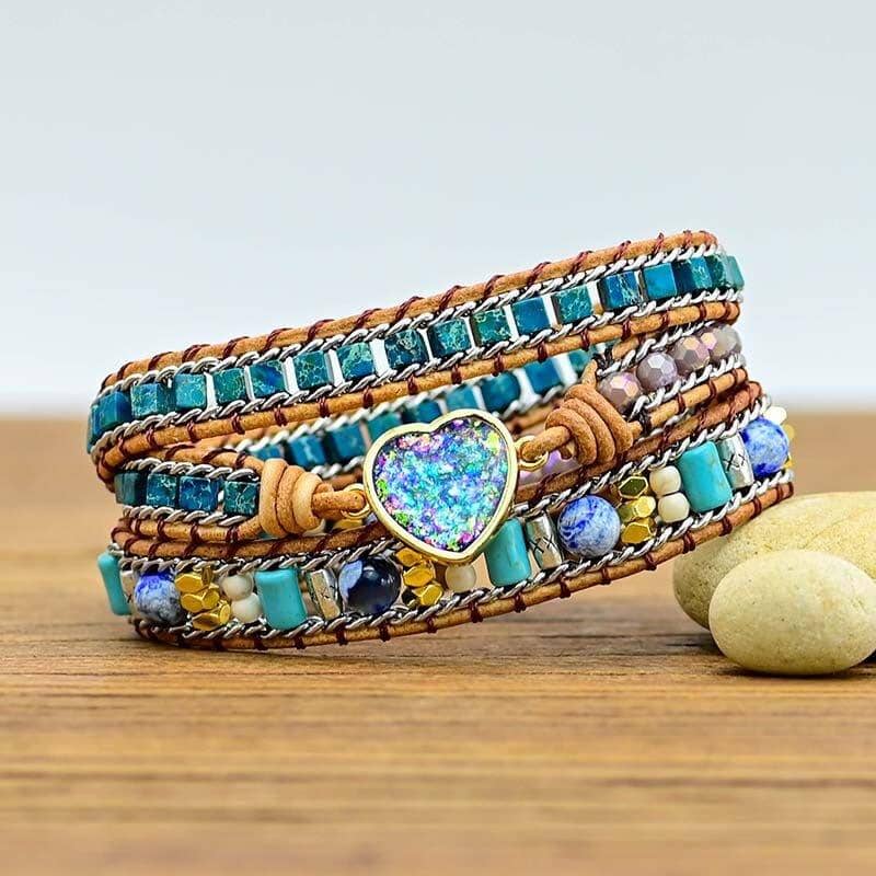 Turquoise Crystals Wrap Bracelet - Abebe+Booker