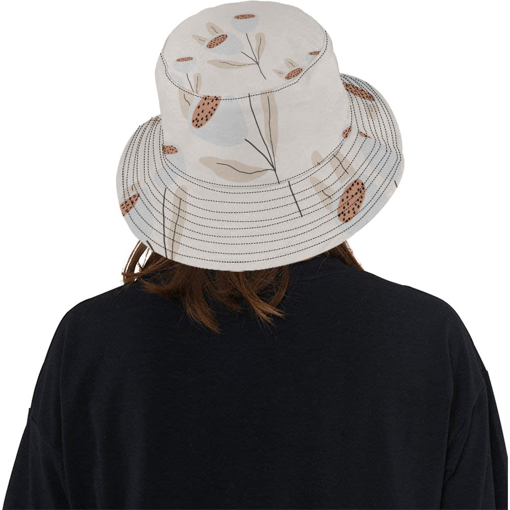 Floral Bucket Hat, Grey Tulips