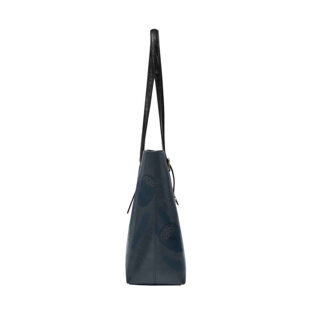 Vegan Leather Floral Handbag, Navy Tulip