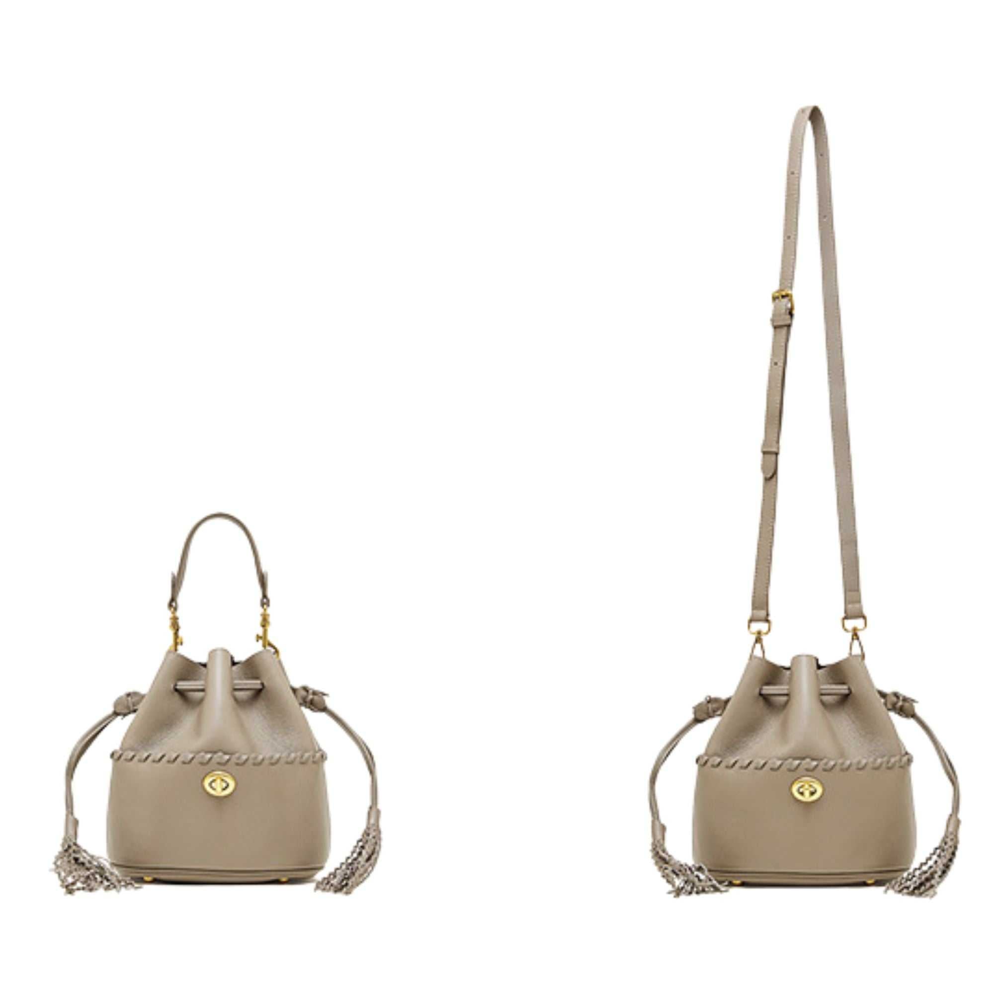 ChicTote Tassel Leather Bucket Bag