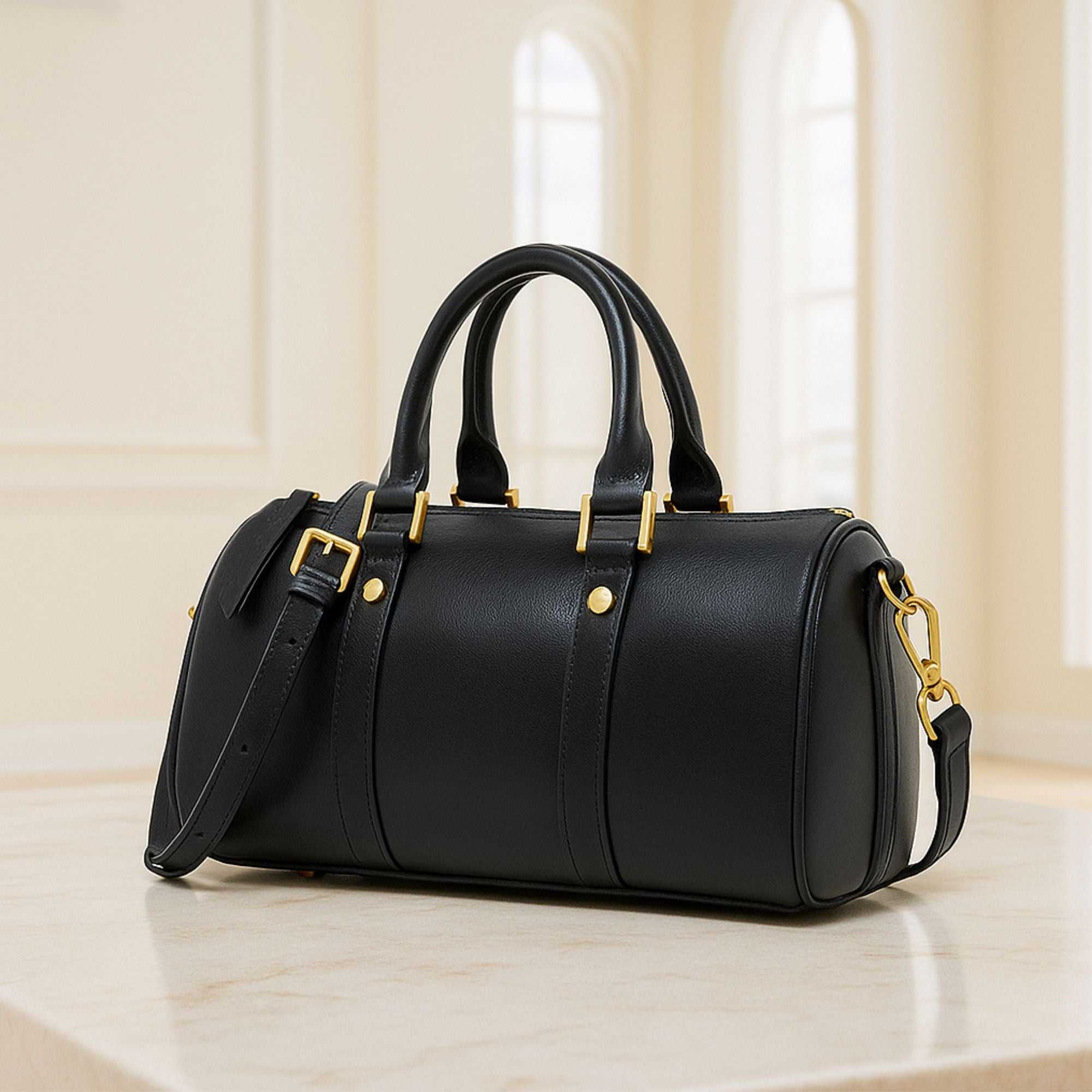 Classic Leather Barrel Handbag