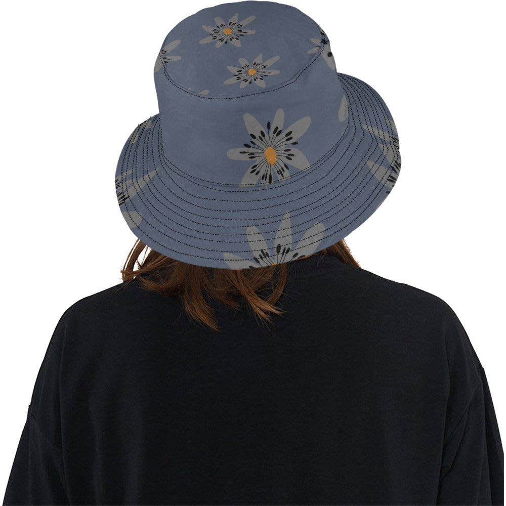 Floral Bucket Hat, Blue Dandelion