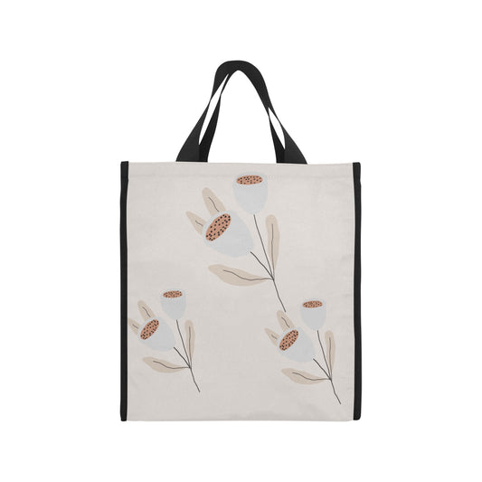 Reusable Grocery Tote Bags, Grey Tulips