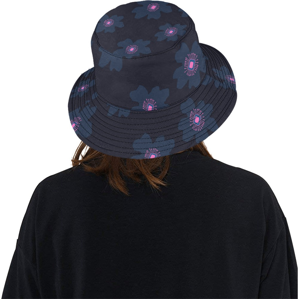 Floral Bucket Hat, Pink Hibiscus