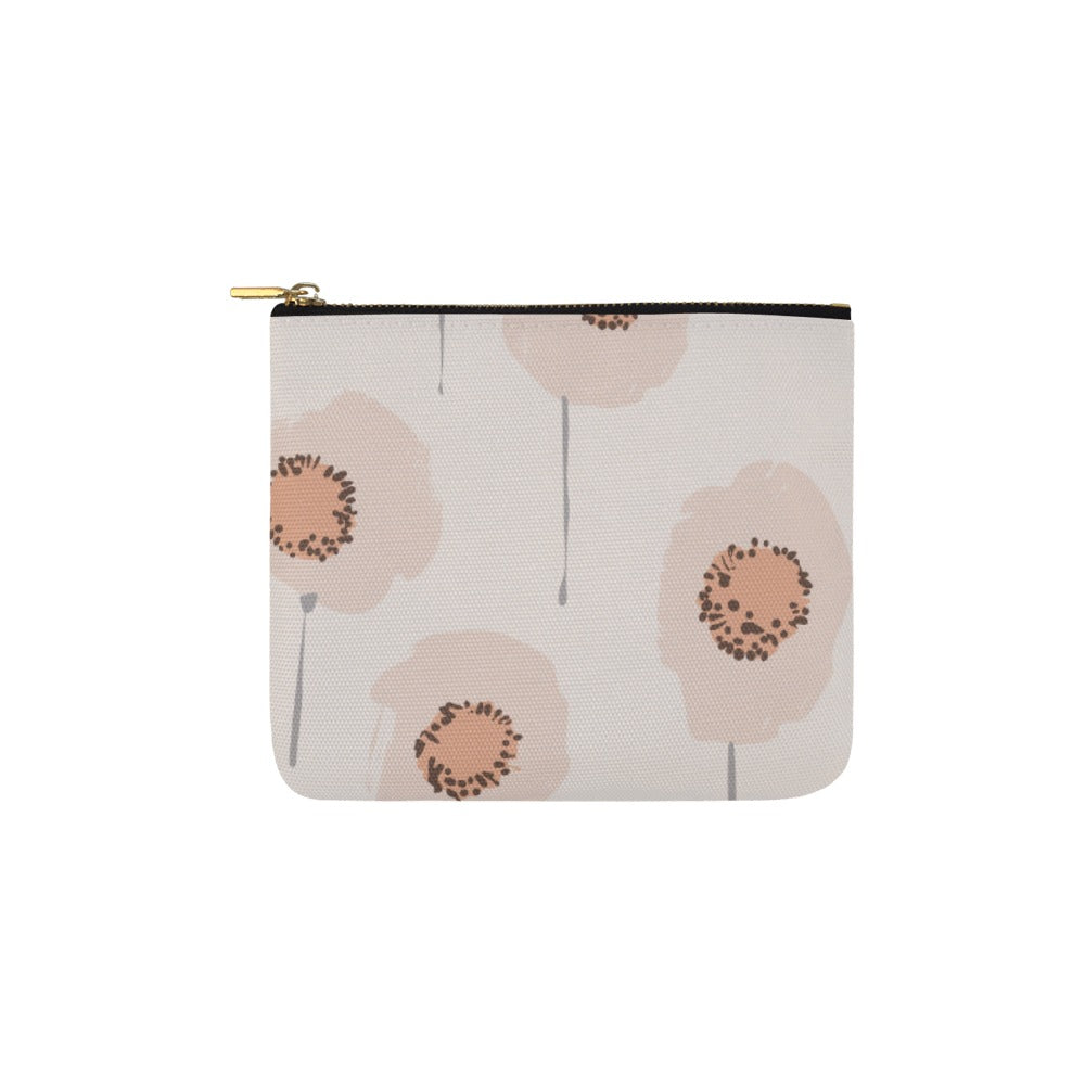 Canvas Makeup Bag Small, Peach Poppy