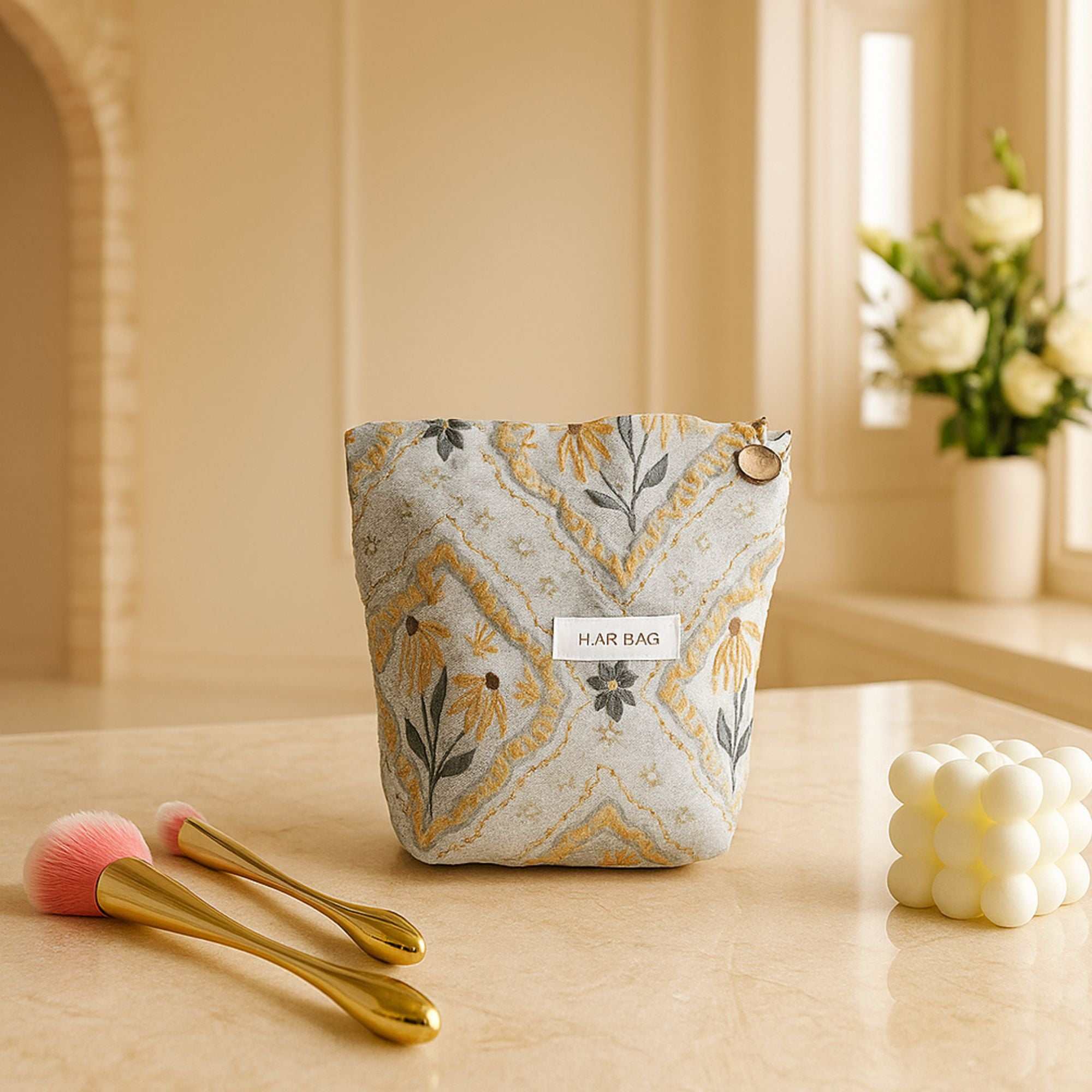 Floral Jacquard Cosmetic Bag Small