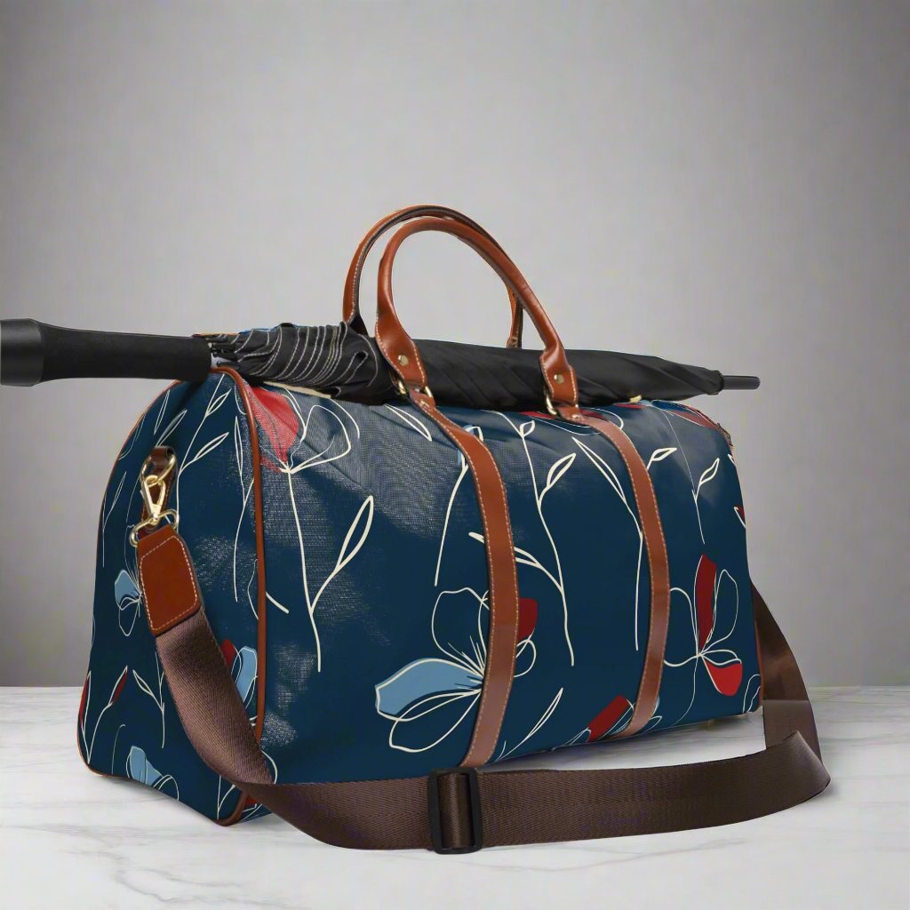 Floral Weekender, Ladies Duffel Bag, Cornflower