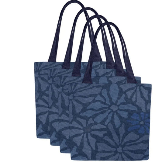 Flower Tote Bag, Periwinkle (Set of 4)
