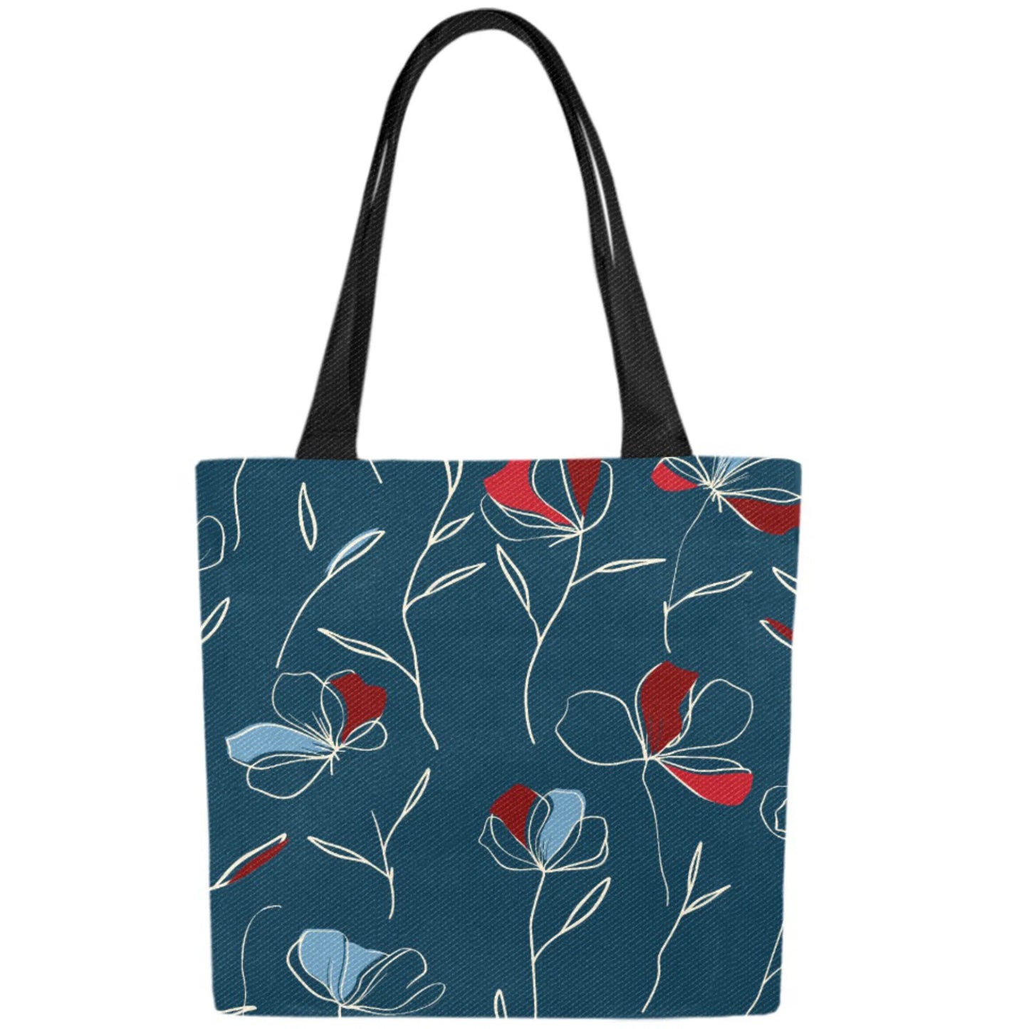 Floral Canvas Tote Bags, Original print Cornflower (Set of 4)