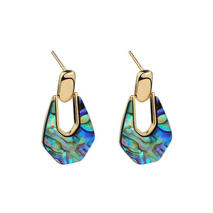 Geometric Shell Abalone Earrings