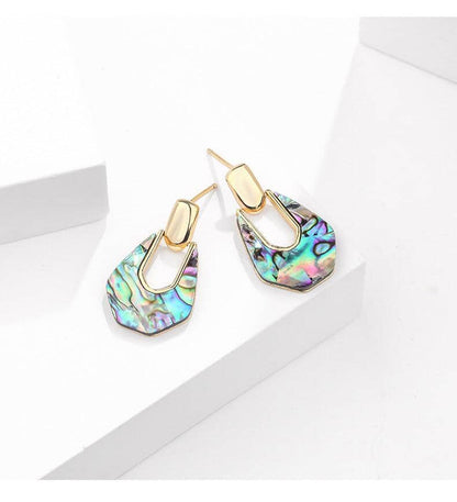 18K Gold Shell Abalone Earrings