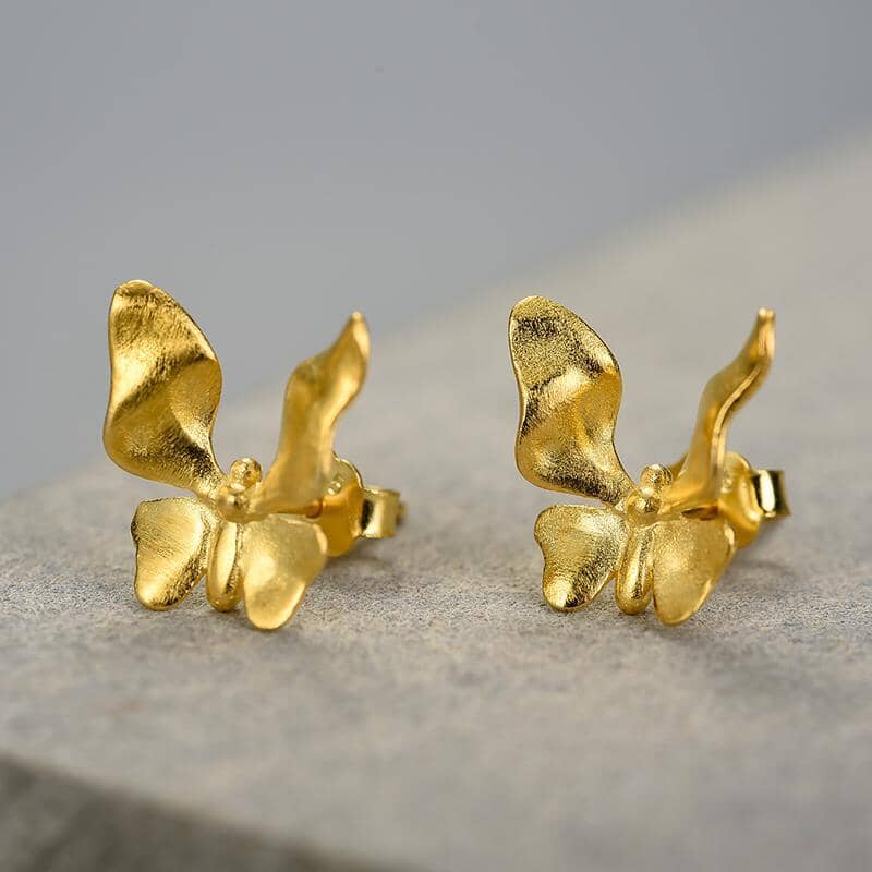 Golden Butterfly Stud Earrings - Abebe+Booker