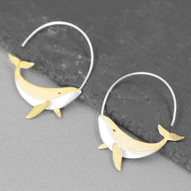 Happy Whale Brushed Gold Earrings - Abebe+Booker