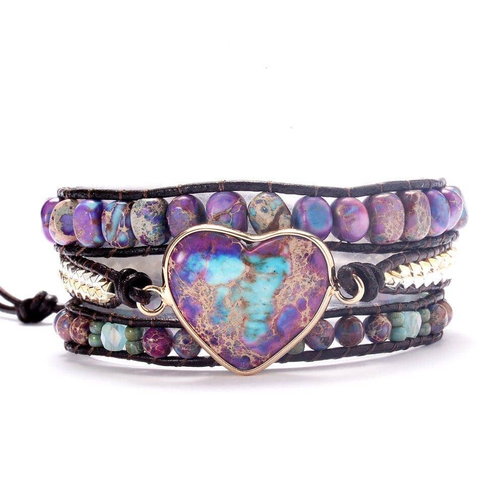 Mauve Handmade Purple Jasper Gemstone Wrap Bracelet