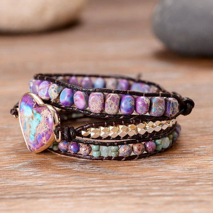 Purple Jasper Handmade Gemstone Wrap Bracelet