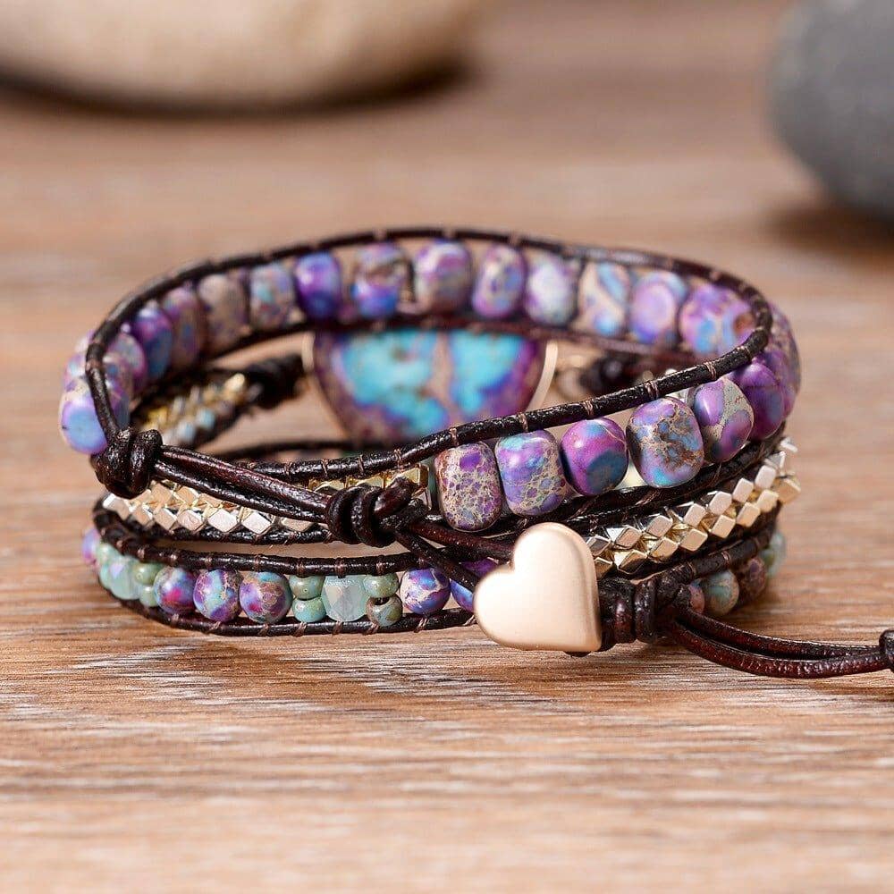 Mauve Stone Handmade Beaded Bracelet