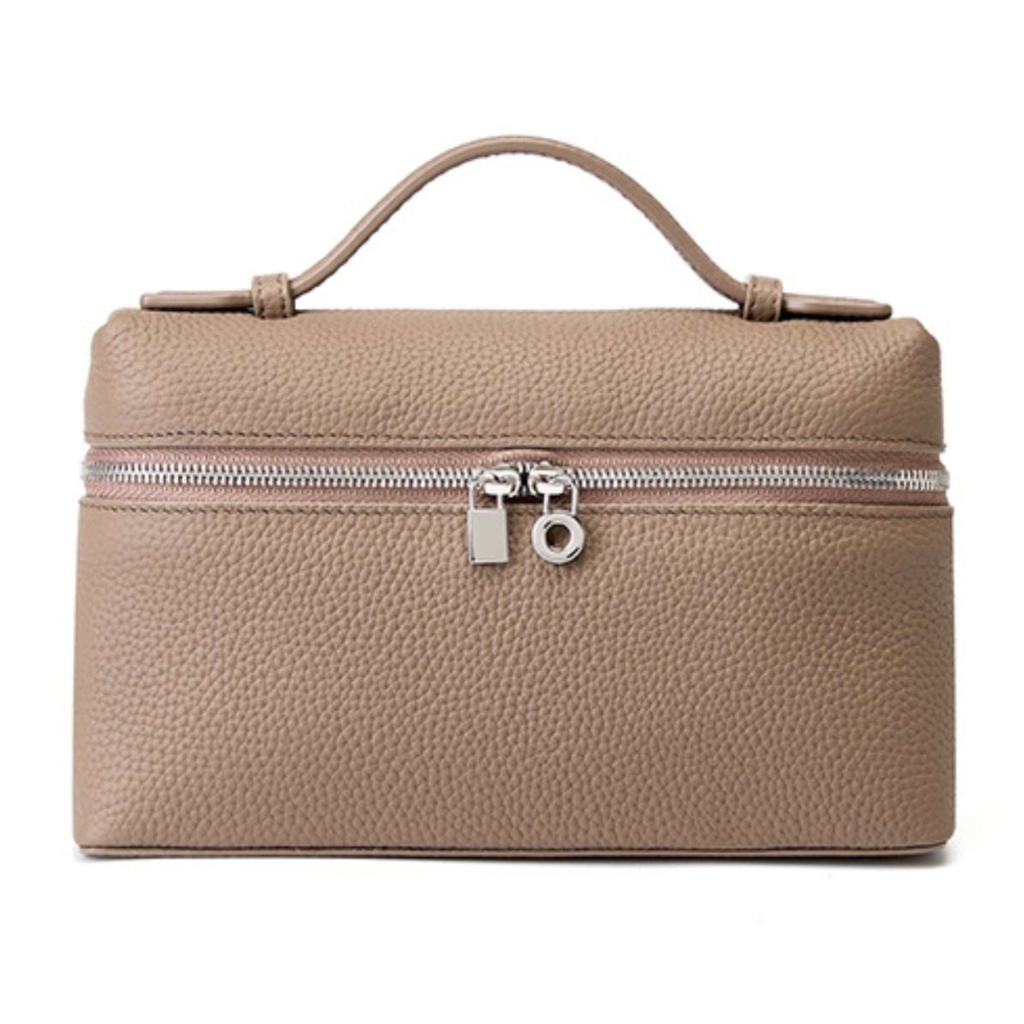 Mini handbag crossbody in lychee leather, featuring a textured design, top zipper,