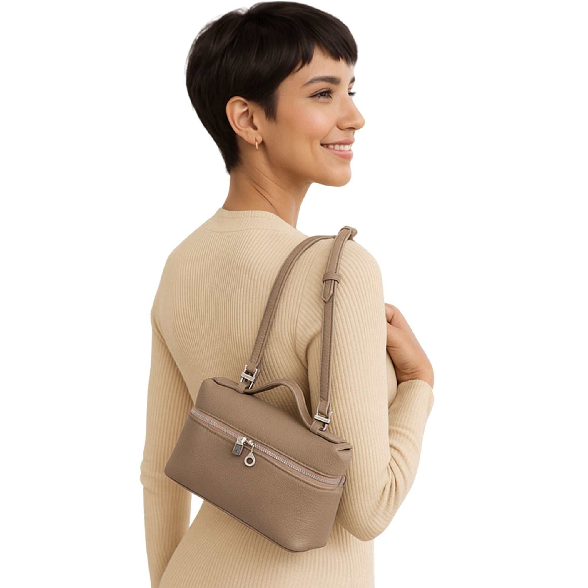 Mini Handbag Crossbody in Lychee Leather