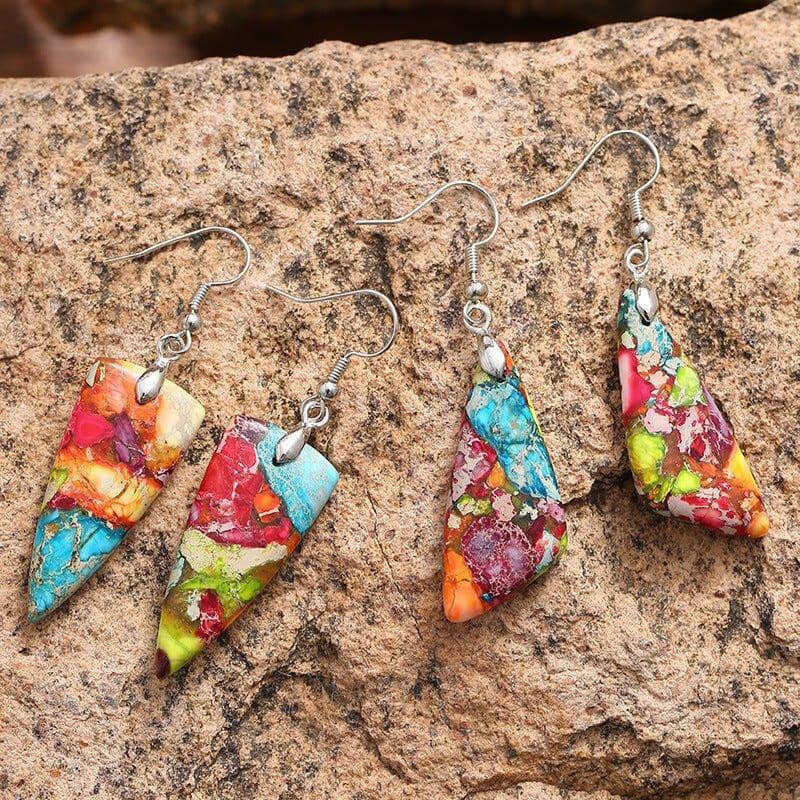 Rainbow Geometric Stone Earrings - Abebe+Booker