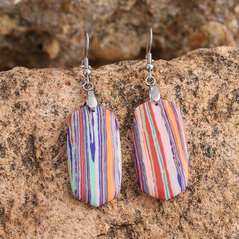 Rainbow Striped Stone Earrings - Abebe+Booker